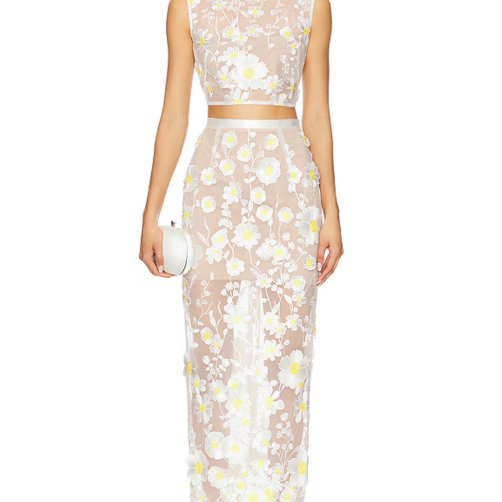 Bronx and Banco: Jasmine Two Piece Set in White/ Yellow